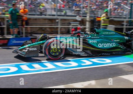 Lance Stroll (CAN) - Aston Martin Aramco F1 Team - Aston Martin AMR24 - Mercedes durante la Formula 1 AWS Grand Prix du Canada 2024, Montreal, Quebec, Canada, dal 6 giugno al 9 giugno - Rounfd 9 di 24 del Campionato del mondo di F1 2024 Foto Stock