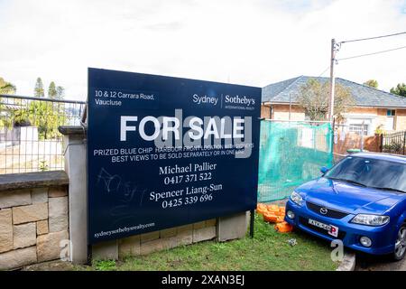 Vaucluse Sydney sobborghi orientali, Sothebys International marketing una lussuosa casa a Sydney sul porto in vendita, NSW, Australia Foto Stock