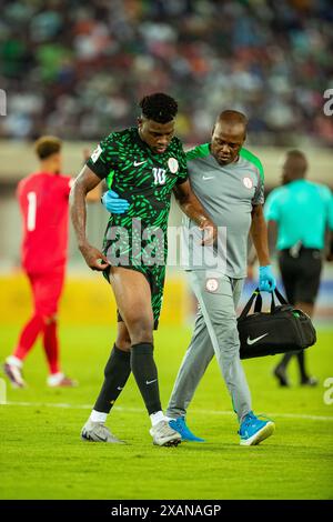 Uyo, Nigeria, 7 giugno 2024, Nigeria vs Sudafrica. Qualificazione alla Coppa del mondo FIFA 2026. DELE-Bashiru Fisayo credito: Victor modo Foto Stock