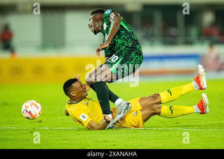 Uyo, Nigeria, 7 giugno 2024, Nigeria vs Sudafrica. Qualificazione alla Coppa del mondo FIFA 2026. DELE-Bashiru Fisayo credito: Victor modo Foto Stock