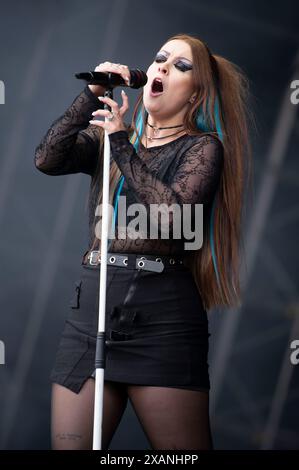 AS December Falls si sta formando al festival Slam Dunk 2024, Hatfield Park, Hertfordshire, Regno Unito Foto Stock