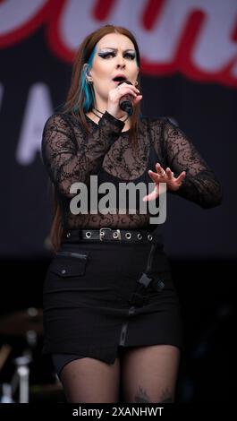 AS December Falls si sta formando al festival Slam Dunk 2024, Hatfield Park, Hertfordshire, Regno Unito Foto Stock