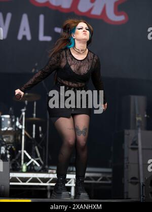 AS December Falls si sta formando al festival Slam Dunk 2024, Hatfield Park, Hertfordshire, Regno Unito Foto Stock