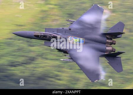 Addestramento di basso livello dell'USAF F15 di Mach Loop Foto Stock