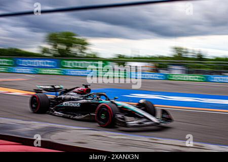 George Russell (GBR) - Mercedes-AMG PETRONAS F1 Team - Mercedes W15 - Mercedes e Performance durante la Formula 1 AWS Grand Prix du Canada 2024, Montreal, Quebec, Canada, dal 6 giugno al 9 giugno - Round 9 of 24 of 2024 F1 World Championship Foto Stock