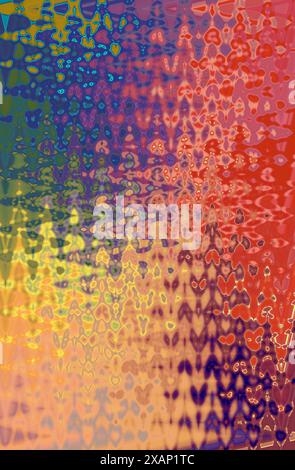 Vivace sfondo astratto caratterizzato da un mix di tonalità blu, verde, giallo e rosso con motivi intricati, che creano uno sfondo dinamico e visivamente stimolante Foto Stock