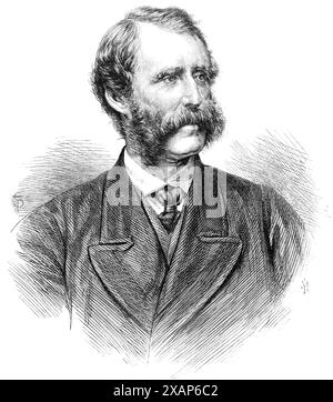 Tenente colonnello Henderson, il nuovo Commissario capo della polizia metropolitana, 1869. Incisione da una fotografia di John Watkins. La nomina del tenente colonnello Edmund Y. W. Henderson a succedere al defunto Sir Richard Mayne come capo della polizia metropolitana è stata annunciata diverse settimane fa, e da allora è entrato nei doveri del suo ufficio. Il colonnello Henderson fu, per un periodo di tredici anni (dal 1847 al 1860) a capo della struttura carceraria nell'Australia Occidentale. Tornò in Inghilterra nel 1860, e poco dopo, alla morte di Sir Joshua Jebb, lo fu Foto Stock