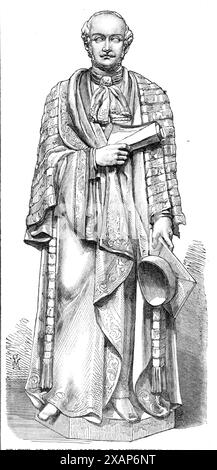 Statua del Principe Alberto nella Cattedrale di Canterbury, 1869. '...l'elaborato portico sud-ovest e l'intera estremità ovest sono pieni di nicchie per statue. Queste nicchie, fino all'anno 1862, erano vuote; ma a quel tempo il decano diede origine a un movimento per riempirle di figure storiche di re, regine, arcivescovi e altre personalità eminenti legate alla cattedrale. Il costo doveva essere pagato da un abbonamento privato, il signor Pfyffers, lo scultore,... Avendo intrapreso le figure al costo di &#xa3;24 ciascuno... nella parte occidentale della cattedrale ci sono due nicchie su ogni lato di t Foto Stock