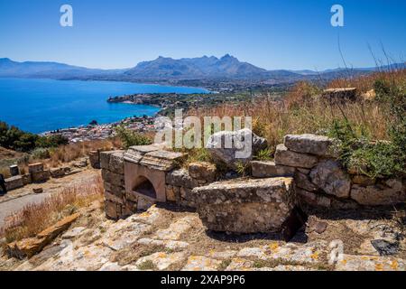 Il sito archeologico di Soluntum, Sicilia, Italia Foto Stock