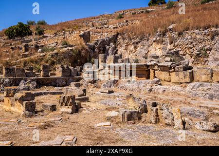 L'Agorà nel sito archeologico di Soluntum, Sicilia, Italia Foto Stock