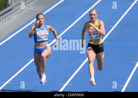 Roma, Italia. 8 giugno 2024. L'italiana Anna Buongiorni gareggia 100m donne durante la 26a edizione dei Campionati europei di atletica leggera di Roma 2024 allo Stadio Olimpico di Roma, Italia - sabato 8 giugno 2024 - Sport, Atletica (foto di Fabrizio Corradetti/LaPresse) crediti: LaPresse/Alamy Live News Foto Stock