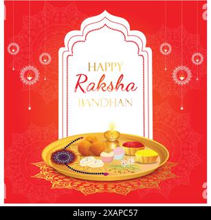 buon raksha bandhan sullo sfondo decorativo del festival rakhi Illustrazione Vettoriale