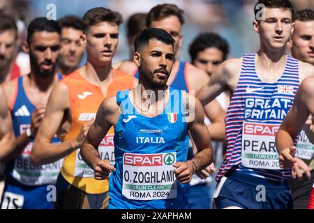 Roma, Italia. 8 giugno 2024. ROMA, ITALIA - 8 GIUGNO: L'italiano Osama Zoghlami gareggia nei 3000 m Steeplechase maschile durante la seconda giornata dei Campionati europei di atletica leggera - Roma 2024 allo Stadio Olimpico l'8 giugno 2024 a Roma. (Foto di Joris Verwijst/Agenzia BSR) credito: Agenzia BSR/Alamy Live News Foto Stock