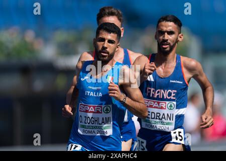 Roma, Italia. 8 giugno 2024. ROMA, ITALIA - 8 GIUGNO: L'italiano Osama Zoghlami gareggia nei 3000 m Steeplechase maschile durante la seconda giornata dei Campionati europei di atletica leggera - Roma 2024 allo Stadio Olimpico l'8 giugno 2024 a Roma. (Foto di Joris Verwijst/Agenzia BSR) credito: Agenzia BSR/Alamy Live News Foto Stock
