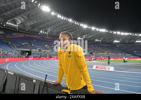 Stadio Olimpico, Roma, Italia. 7 giugno 2024. 2024 Campionati europei di atletica leggera, 1° giorno; Yemisi OGUNLEYE finisce 3° durante il lancio delle donne. Credito finale: Action Plus Sports/Alamy Live News Foto Stock