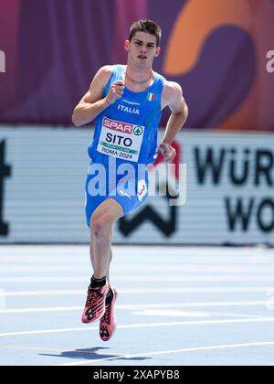 Roma, Italia. 8 giugno 2024. Roma, Italia, 8 giugno 2024: Luca sito (Italia) durante i 400 metri durante i Campionati europei di atletica leggera 2024 allo Stadio Olimpico di Roma. (Daniela Porcelli/SPP) credito: SPP Sport Press Photo. /Alamy Live News Foto Stock