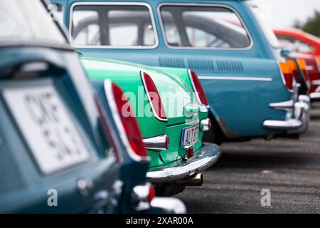 Bug Run al Mantorp Park, Mantorp, Svezia, durante il sabato. Gli appassionati di VW provenienti da tutta la Svezia si riuniscono alla Bug Run, che celebra i 40 anni di quest'anno, qui le persone incontrano coleotteri VW, autobus e altri modelli VW classici. Foto Stock