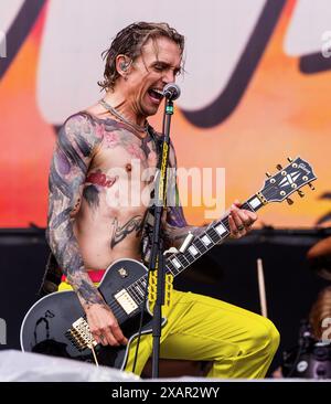 Norje, Svezia, 8 giugno 2024 THE DARKNESS (UK) si esibisce al Sweden Rock Festival crediti: PEO Mšller/Alamy Live News Foto Stock