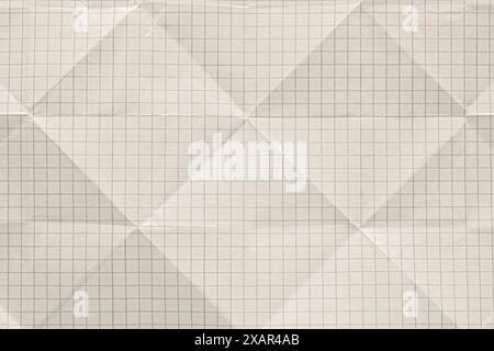 Carta a griglia piegata con pieghe e ombre chiare Foto Stock