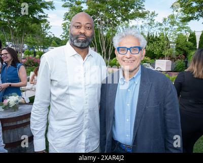 Florent e Rick Friedman assistono a cocktail e vini firmati James Lane Post Summer Kickoff al Canoe Place Inn di Hampton Bays, NY il 5 giugno 2024. (Foto di David Warren /Sipa? USA) credito: SIPA USA/Alamy Live News Foto Stock