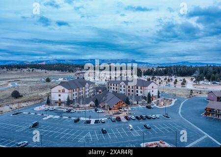 Vista aerea del Best Western Motel di Bryce Canyon City, Utah. Foto Stock