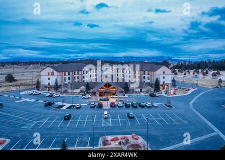 Vista aerea del Best Western Motel di Bryce Canyon City, Utah. Foto Stock