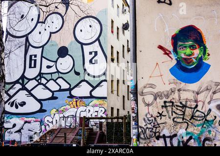 Graffiti a Görlitzer Park, Kreuzberg, Berlino, Germania, Europa. Foto Stock