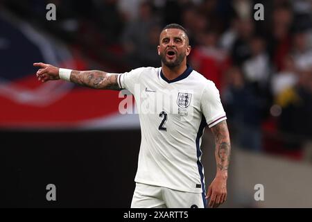 Londra, Regno Unito. 7 giugno 2024. Kyle Walker, d'Inghilterra, reagisce. Inghilterra contro Islanda, partita amichevole internazionale di calcio allo Stadio di Wembley a Londra venerdì 7 giugno 2024. Solo per uso editoriale. foto di Andrew Orchard/Andrew Orchard fotografia sportiva/Alamy Live News Credit: Andrew Orchard fotografia sportiva/Alamy Live News Foto Stock