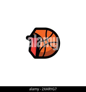 Logo da basket con lettera D e modello numero uno. Illustrazione vettoriale Illustrazione Vettoriale