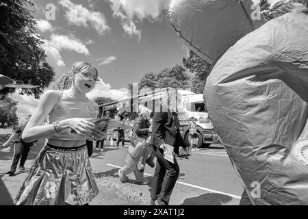 Sfilata di Carnevale a Long Eaton, Derbyshire, Regno Unito 2024 Foto Stock