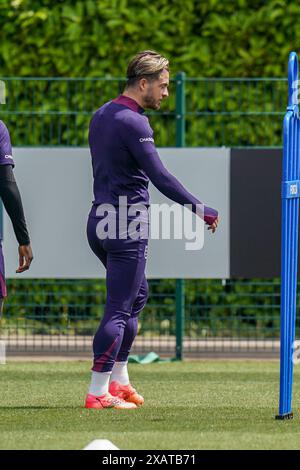 Enfield, Regno Unito. 6 giugno 2024. England Jack Grealish durante l'England Training session davanti all'amichevole International vs Islanda al Tottenham Hotspur Training Ground, Enfield, Inghilterra, Regno Unito il 6 giugno 2024 Credit: Every Second Media/Alamy Live News Foto Stock