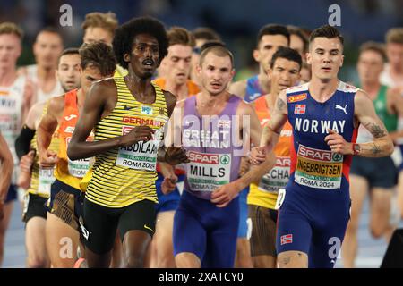 ROM, Italia. 8 giugno 2024. Atletica leggera: Campionati europei, 5000 metri, uomini, finale, Mohaed Abdilaahi dalla Germania in azione. Crediti: Oliver Weiken/dpa/Alamy Live News Foto Stock