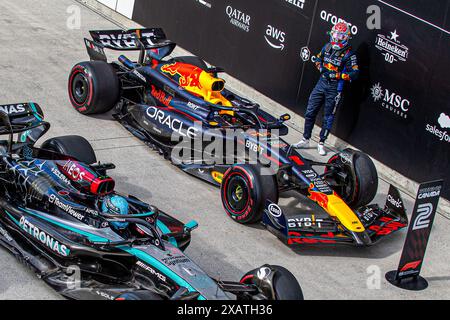 Montreal, Quebec, Canada. 8 giugno 2024. Max Verstappen (NED) - Oracle Red Bull Racing - Red Bull RB20 - Honda RBPT.durante la Formula 1 AWS Grand Prix du Canada 2024, Montreal, Quebec, Canada, dal 6 al 9 giugno - Round 9 of 24 of 2024 F1 World Championship (immagine di credito: © Alessio De Marco/ZUMA Press Wire) SOLO PER USO EDITORIALE! Non per USO commerciale! Foto Stock