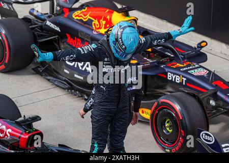 Montreal, Quebec, Canada. 8 giugno 2024. Pole sitte George Russell (GBR) - Mercedes-AMG PETRONAS F1 Team - Mercedes W15 - Mercedes e Performance.durante la Formula 1 AWS Grand Prix du Canada 2024, Montreal, Quebec, Canada, dal 6 al 9 giugno - Round 9 of 24 of 2024 F1 World Championship (immagine di credito: © Alessio De Marco/ZUMA Press Wire) SOLO PER USO EDITORIALE! Non per USO commerciale! Foto Stock