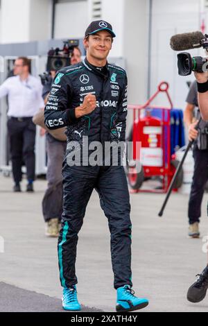 Montreal, Quebec, Canada. 8 giugno 2024. Pole sitte George Russell (GBR) - Mercedes-AMG PETRONAS F1 Team - Mercedes W15 - Mercedes e Performance.durante la Formula 1 AWS Grand Prix du Canada 2024, Montreal, Quebec, Canada, dal 6 al 9 giugno - Round 9 of 24 of 2024 F1 World Championship (immagine di credito: © Alessio De Marco/ZUMA Press Wire) SOLO PER USO EDITORIALE! Non per USO commerciale! Foto Stock