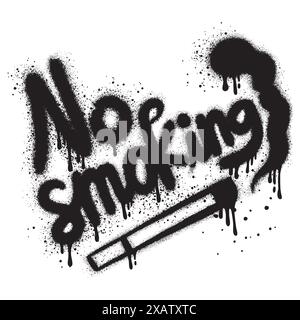 Graffiti testo vietato fumare spruzzato in nero su bianco. Illustrazione Vettoriale