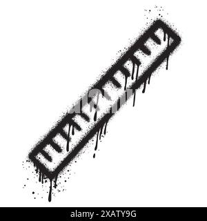 Righello Graffiti verniciato a spruzzo isolato con sfondo bianco. Illustrazione Vettoriale