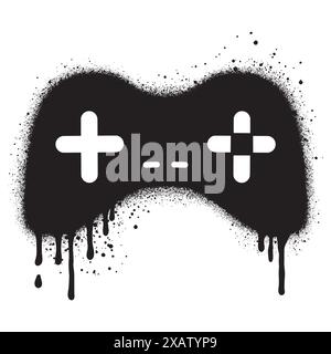 Joystick Graffiti verniciato a spruzzo isolato con sfondo bianco. Illustrazione Vettoriale