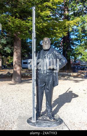 Statua di Thomas Hanmer nella Lodge Reserve Hanmer Springs, Conical Hill Road, Hanmer Springs, North Canterbury, regione di Canterbury, nuova Zelanda Foto Stock