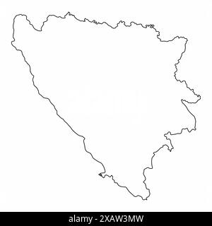 Mappa di contorno della Bosnia-Erzegovina isolata su sfondo bianco Illustrazione Vettoriale