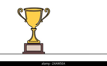 trofeo del vincitore disegna una linea isolata su sfondo bianco. Illustrazione vettoriale. Illustrazione Vettoriale