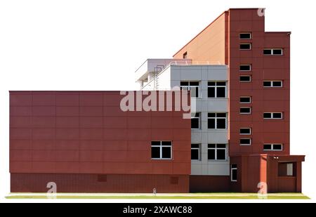 L'isolamento termico dell'edificio è coperto da pannelli metallici. Isolato su bianco Foto Stock