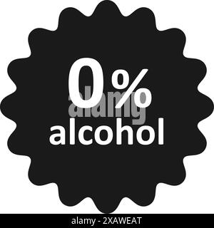 Icona senza alcol. Non contengono il simbolo dell'alcol. Tag zero per cento. Prodotto cosmetico per la salute. icona 0 percento. Elemento infografico del design. Vettore Illustrazione Vettoriale