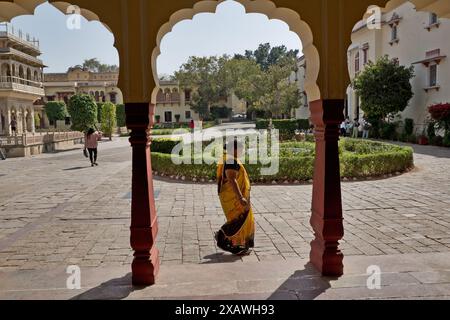 Jaipur, India: Palazzo cittadino. Il Palazzo della città di Jaipur è una residenza reale ed ex centro amministrativo dei governanti di Jaipur Foto Stock