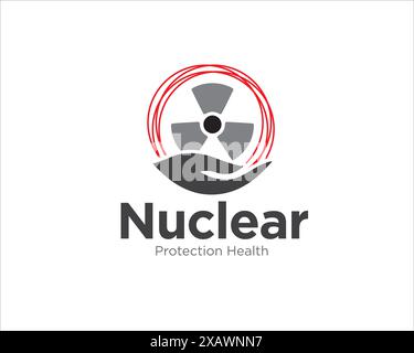 disegni di logo di cura delle mani nucleari per il servizio di assistenza medica Illustrazione Vettoriale