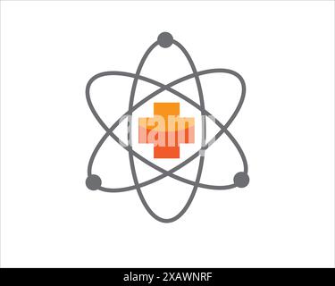 disegni di logo di salute nucleare per il logo di servizio sanitario medico Illustrazione Vettoriale