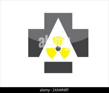 salute incrociata con disegni di logo nucleari Illustrazione Vettoriale