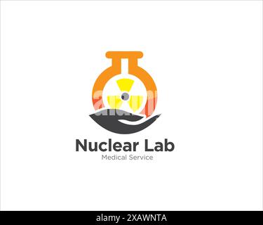 disegni di logo di laboratorio nucleare e assistenza sanitaria per la ricerca medica Illustrazione Vettoriale