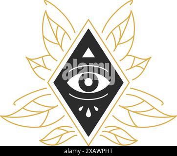 Immagine vettoriale con silhouette disegnata a mano a stella. Disegno della stregoneria per poster e logo mistico, decorazioni o stampe alla moda. Illustrazione Vettoriale