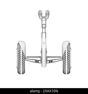 Illustrazione vettoriale Contour Gyroscooter. Cartoon ha isolato il trasporto elettrico intelligente personale, moderno veicolo ecologico con batteria e due ruote per la città Illustrazione Vettoriale